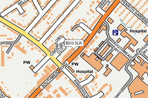 BS10 5LW map - OS OpenMap – Local (Ordnance Survey)