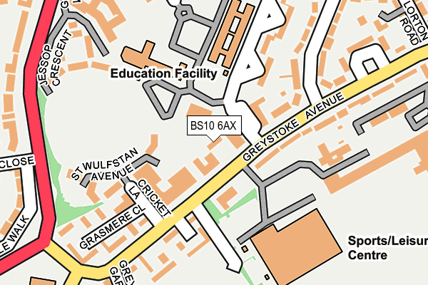 BS10 6AX map - OS OpenMap – Local (Ordnance Survey)