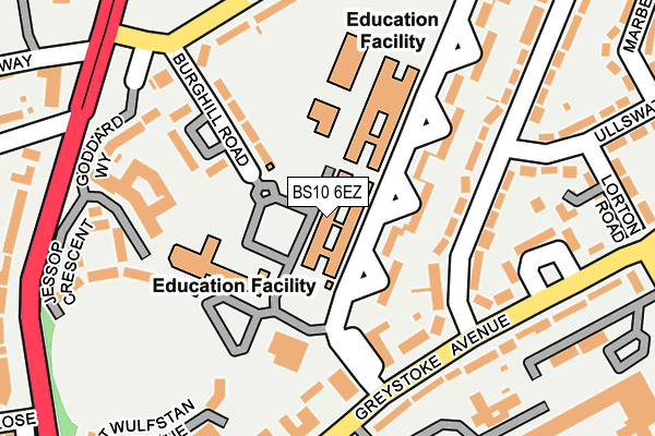 BS10 6EZ map - OS OpenMap – Local (Ordnance Survey)
