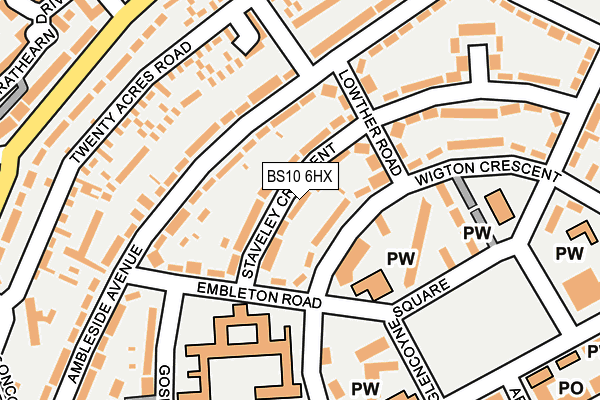 BS10 6HX map - OS OpenMap – Local (Ordnance Survey)