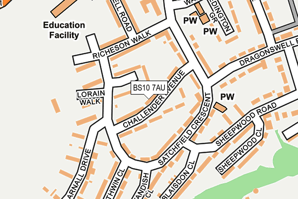 BS10 7AU map - OS OpenMap – Local (Ordnance Survey)
