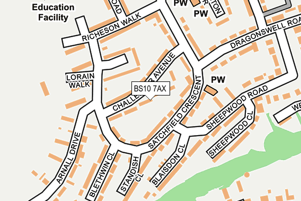 BS10 7AX map - OS OpenMap – Local (Ordnance Survey)