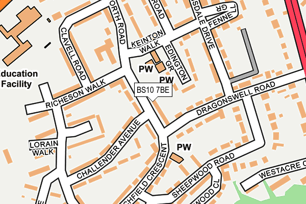 BS10 7BE map - OS OpenMap – Local (Ordnance Survey)