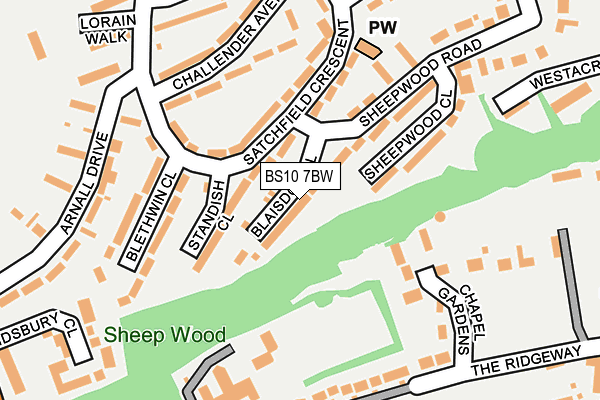 BS10 7BW map - OS OpenMap – Local (Ordnance Survey)