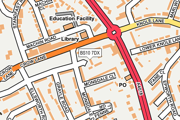 BS10 7DX map - OS OpenMap – Local (Ordnance Survey)