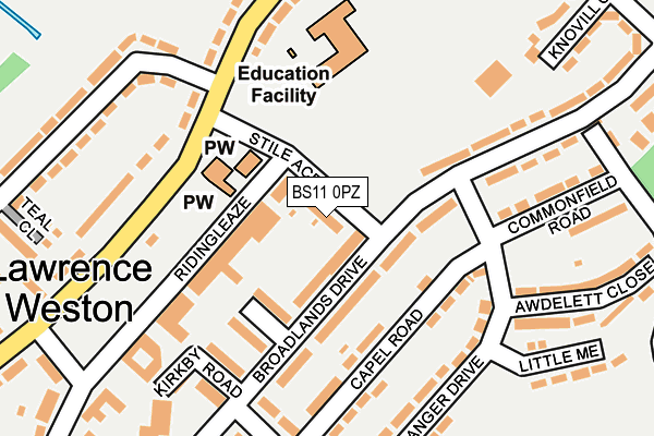 BS11 0PZ map - OS OpenMap – Local (Ordnance Survey)