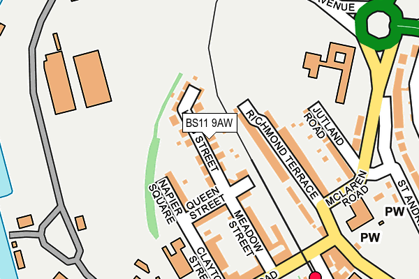 BS11 9AW map - OS OpenMap – Local (Ordnance Survey)