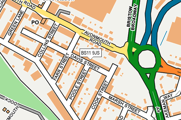 BS11 9JS map - OS OpenMap – Local (Ordnance Survey)