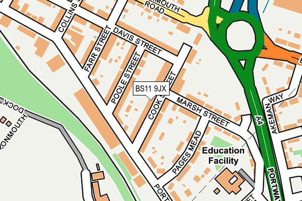 BS11 9JX map - OS OpenMap – Local (Ordnance Survey)