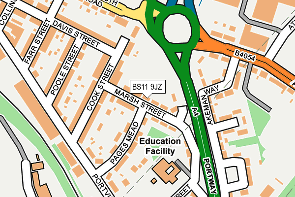 BS11 9JZ map - OS OpenMap – Local (Ordnance Survey)