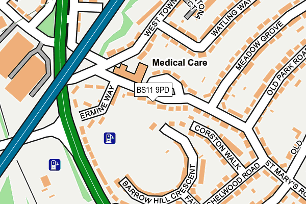 BS11 9PD map - OS OpenMap – Local (Ordnance Survey)