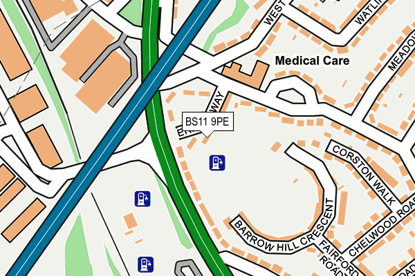 BS11 9PE map - OS OpenMap – Local (Ordnance Survey)