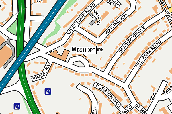 BS11 9PF map - OS OpenMap – Local (Ordnance Survey)