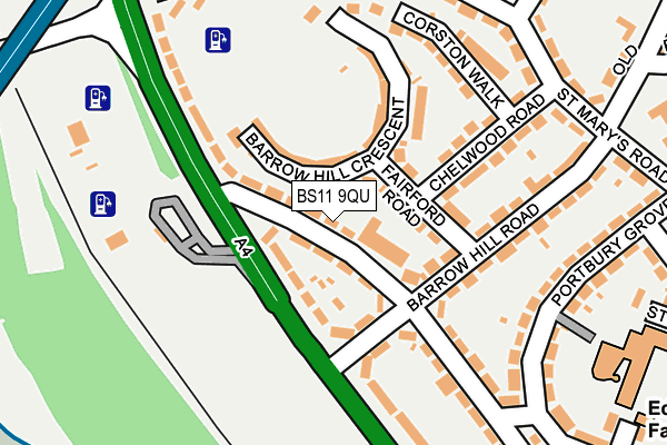 BS11 9QU map - OS OpenMap – Local (Ordnance Survey)