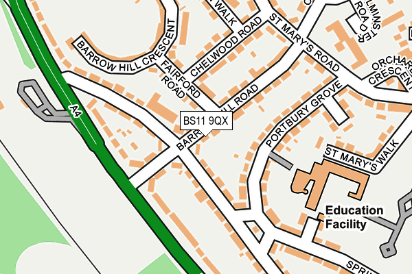 BS11 9QX map - OS OpenMap – Local (Ordnance Survey)