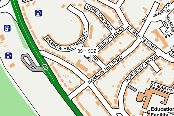 BS11 9QZ map - OS OpenMap – Local (Ordnance Survey)