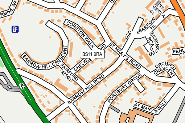 BS11 9RA map - OS OpenMap – Local (Ordnance Survey)