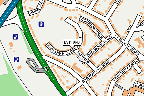 BS11 9RD map - OS OpenMap – Local (Ordnance Survey)