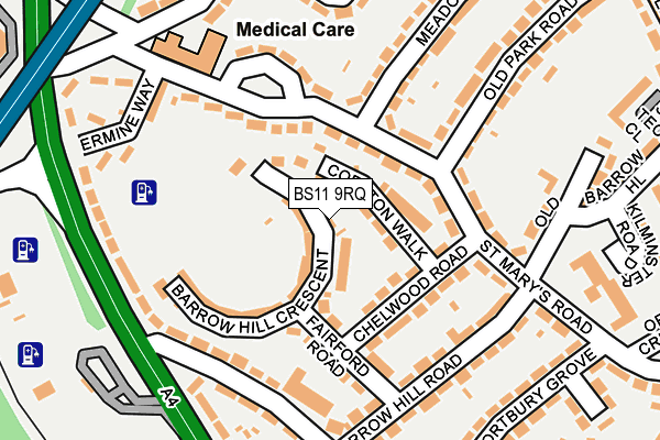 BS11 9RQ map - OS OpenMap – Local (Ordnance Survey)
