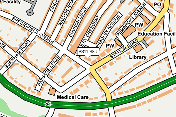 BS11 9SU map - OS OpenMap – Local (Ordnance Survey)