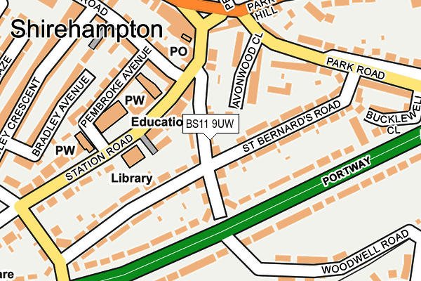 BS11 9UW map - OS OpenMap – Local (Ordnance Survey)