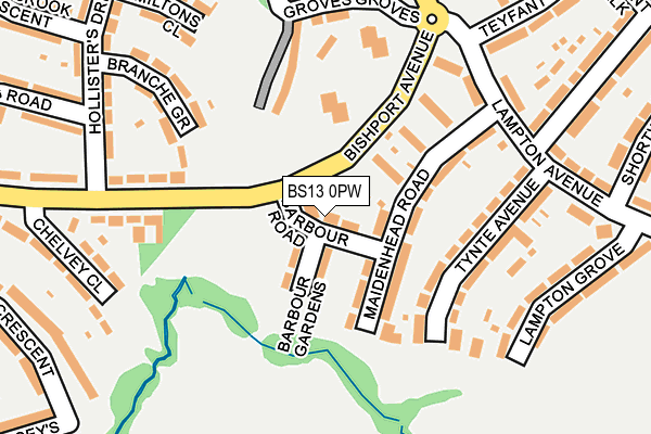 BS13 0PW map - OS OpenMap – Local (Ordnance Survey)