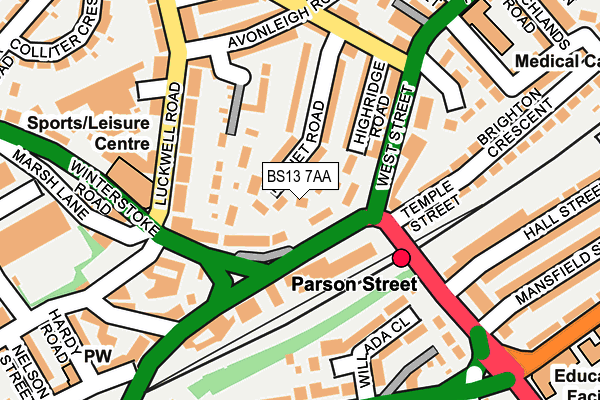 BS13 7AA map - OS OpenMap – Local (Ordnance Survey)