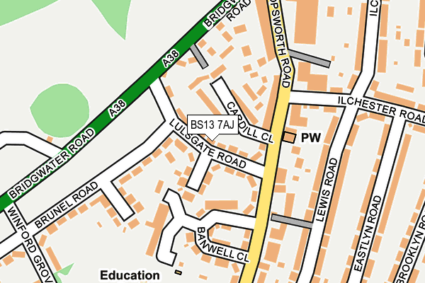 BS13 7AJ map - OS OpenMap – Local (Ordnance Survey)