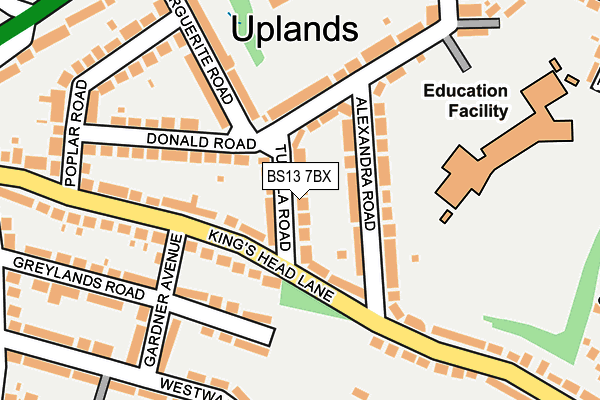 BS13 7BX map - OS OpenMap – Local (Ordnance Survey)