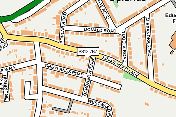 BS13 7BZ map - OS OpenMap – Local (Ordnance Survey)