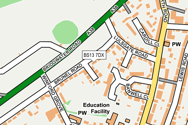 BS13 7DX map - OS OpenMap – Local (Ordnance Survey)