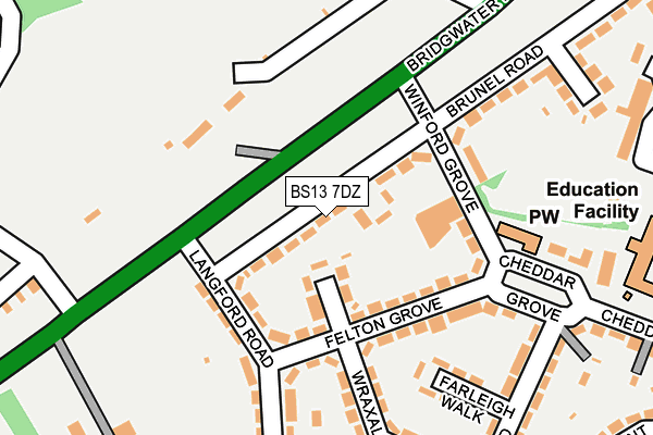 BS13 7DZ map - OS OpenMap – Local (Ordnance Survey)