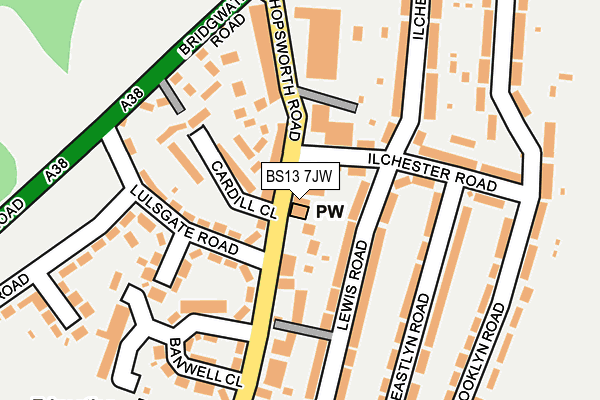 BS13 7JW map - OS OpenMap – Local (Ordnance Survey)