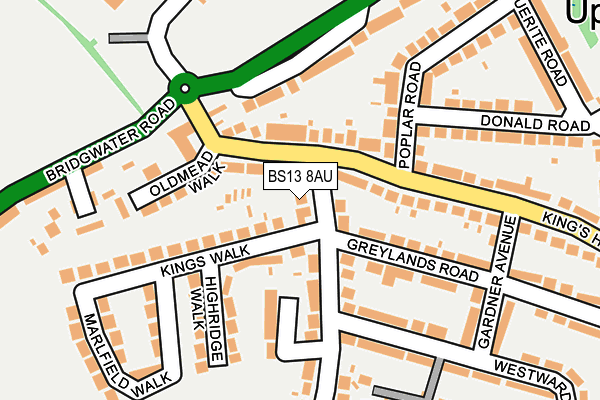 BS13 8AU map - OS OpenMap – Local (Ordnance Survey)