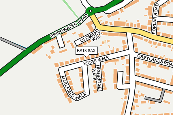 BS13 8AX map - OS OpenMap – Local (Ordnance Survey)