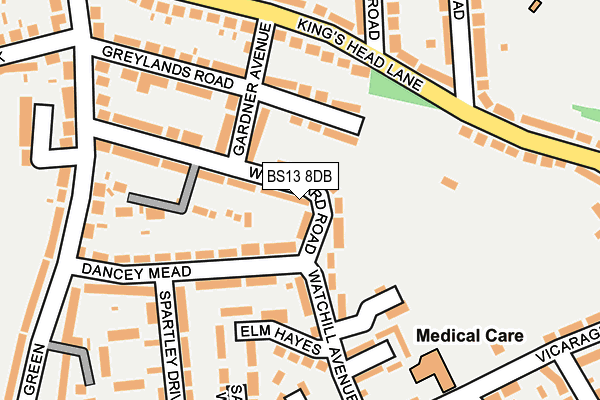 BS13 8DB map - OS OpenMap – Local (Ordnance Survey)