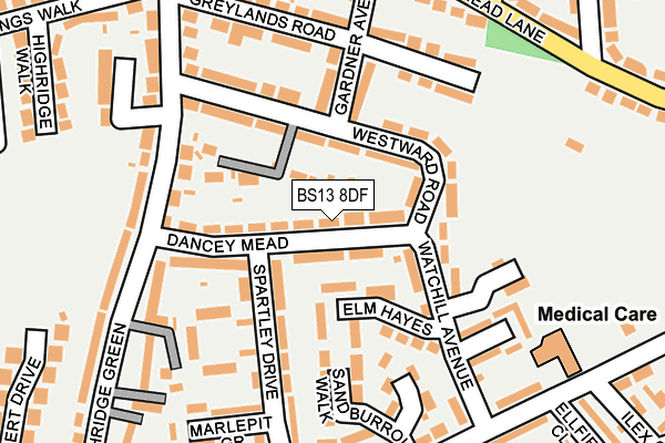 BS13 8DF map - OS OpenMap – Local (Ordnance Survey)