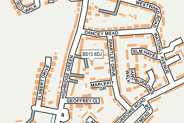 BS13 8DJ map - OS OpenMap – Local (Ordnance Survey)