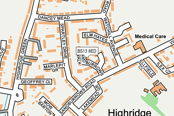 BS13 8ED map - OS OpenMap – Local (Ordnance Survey)