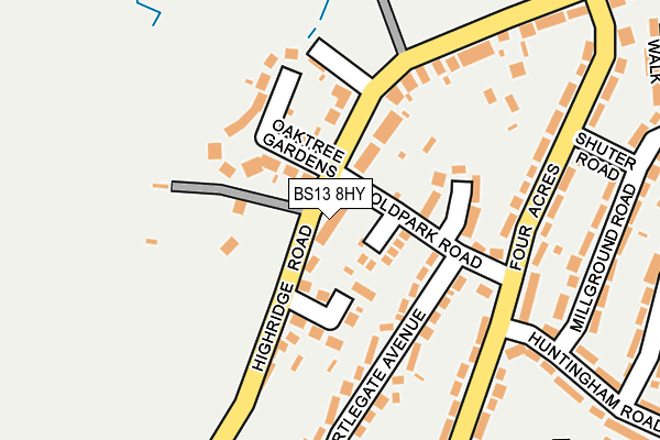 BS13 8HY map - OS OpenMap – Local (Ordnance Survey)