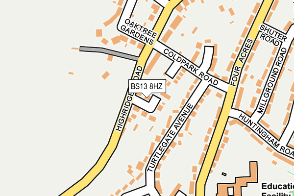BS13 8HZ map - OS OpenMap – Local (Ordnance Survey)