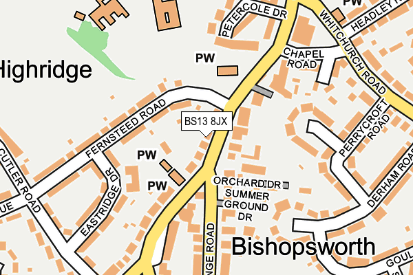 BS13 8JX map - OS OpenMap – Local (Ordnance Survey)
