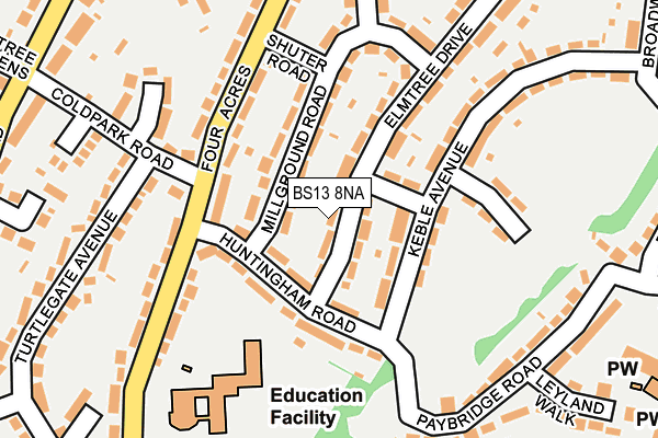 BS13 8NA map - OS OpenMap – Local (Ordnance Survey)