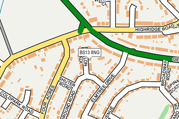 BS13 8NG map - OS OpenMap – Local (Ordnance Survey)