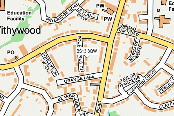 BS13 8QW map - OS OpenMap – Local (Ordnance Survey)