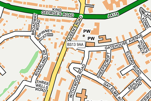 BS13 9AA map - OS OpenMap – Local (Ordnance Survey)