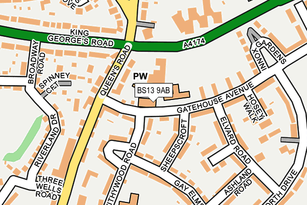 BS13 9AB map - OS OpenMap – Local (Ordnance Survey)