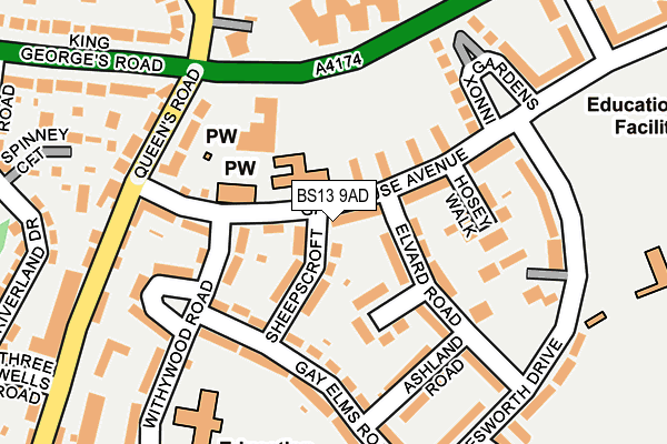 BS13 9AD map - OS OpenMap – Local (Ordnance Survey)
