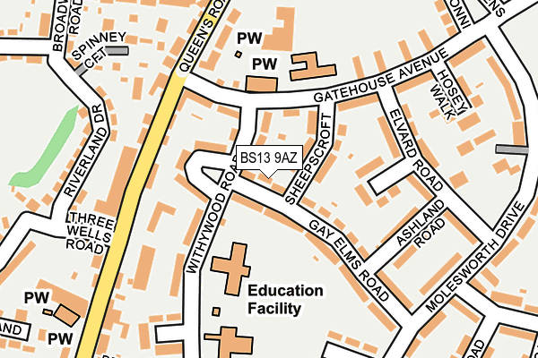 BS13 9AZ map - OS OpenMap – Local (Ordnance Survey)