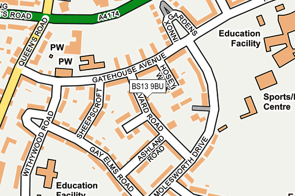 BS13 9BU map - OS OpenMap – Local (Ordnance Survey)